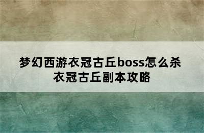 梦幻西游衣冠古丘boss怎么杀 衣冠古丘副本攻略